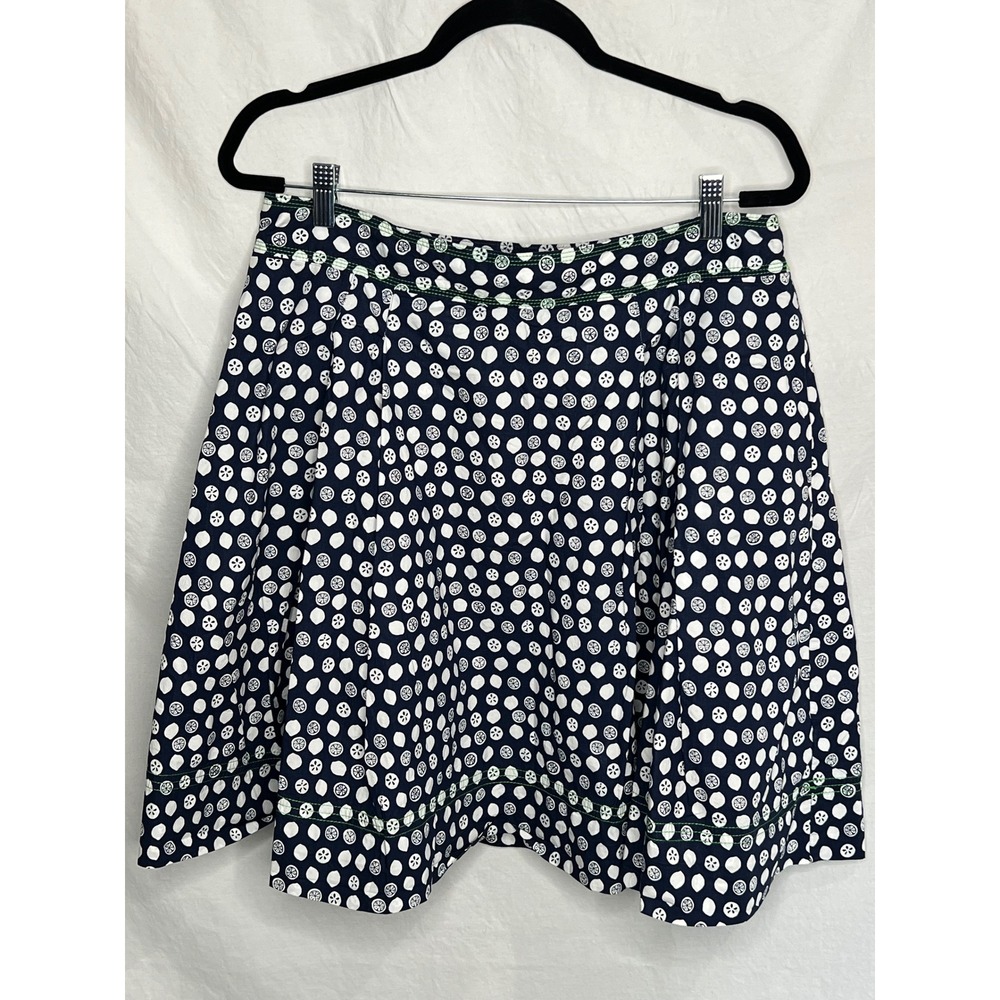 Lilly Pulitzer Women's Navy Blue Lemon A Line Skirt Sz 12 Retro Summer‎ Kitchy